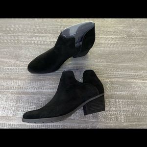 Never worn! NWT. Waterproof cut out booties. Black suede. Womens 7.5M (EU 38)